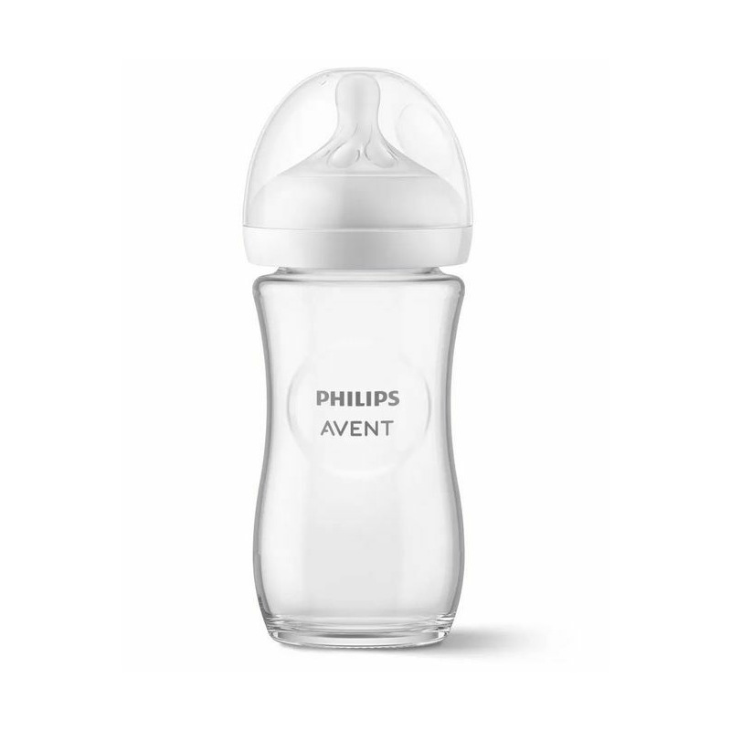 Biberon anticolici, Philips Avent, Natural Response, Din sticla, Tetina cu debit 3, 240 ml, 1 luni+, Alb Biberon anticolici, Philips Avent, Natural Response, Din sticla, Tetina cu debit 3, 240 ml, 1 luni+, Alb
