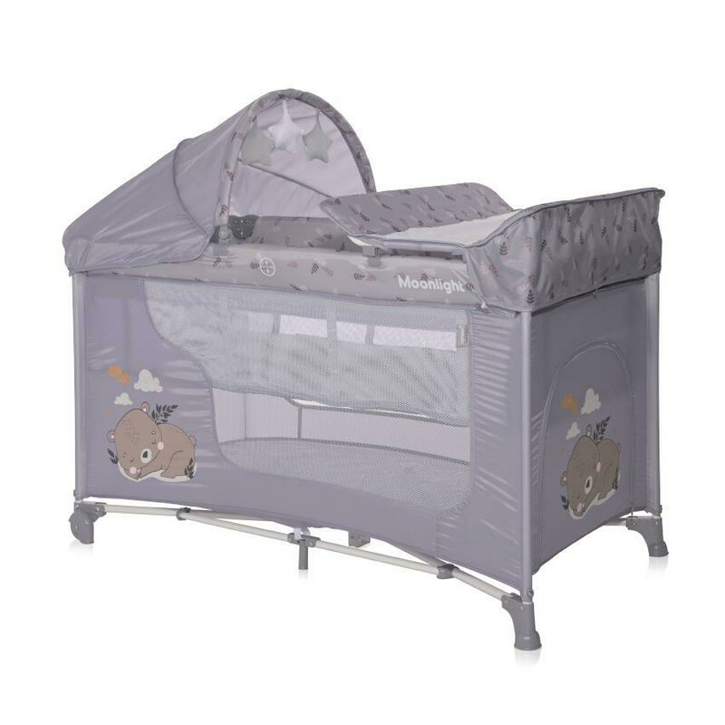 Patut pliabil, Moonlight Plus, 2 nivele cu accesorii, Grey Dream Patut pliabil, Moonlight Plus, 2 nivele cu accesorii, Grey Dream