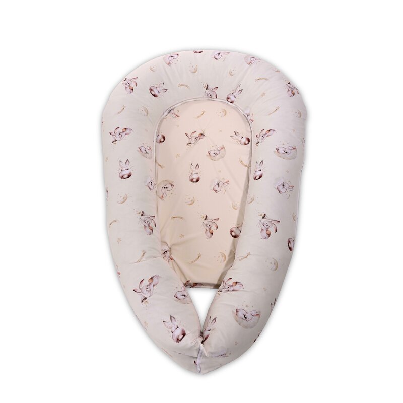 Baby Nest 3in1, 110x70x15 cm, husa bumbac ranforce, Beige Bunnies Baby Nest 3in1, 110x70x15 cm, husa bumbac ranforce, Beige Bunnies