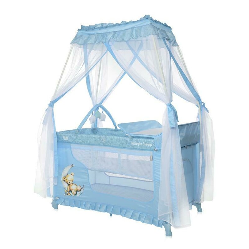 Patut pliabil stil baldachin Magic Sleep, cu accesorii, Blue Moon Sleeping Bear Patut pliabil stil baldachin Magic Sleep, cu accesorii, Blue Moon Sleeping Bear