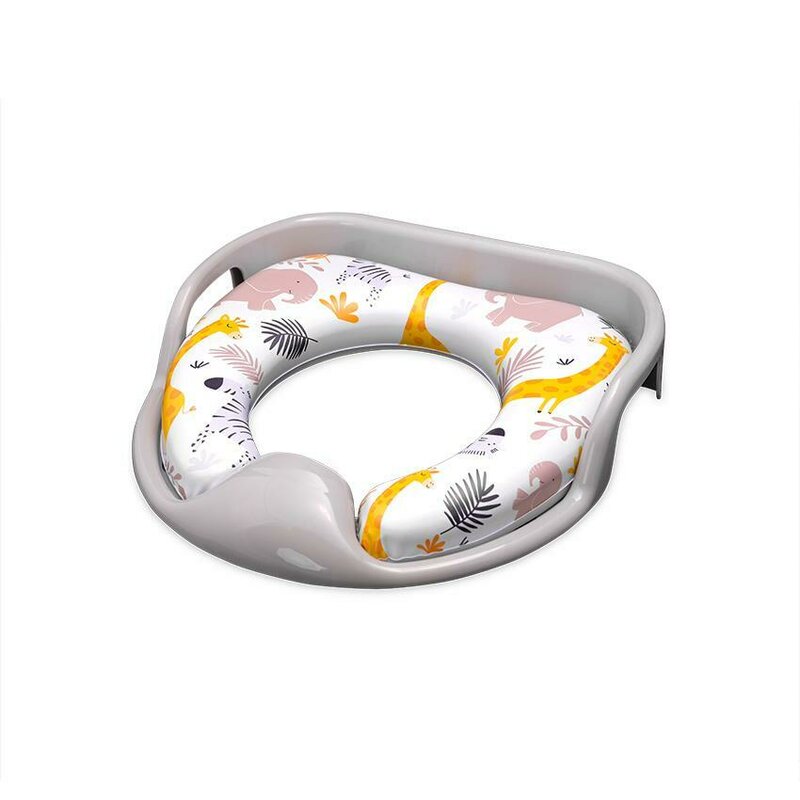 Reductor moale pentru toaleta, cu manere, model universal, Animals Grey Reductor moale pentru toaleta, cu manere, model universal, Animals Grey