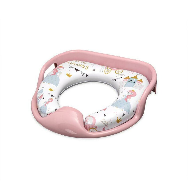 Reductor moale pentru toaleta, cu manere, model universal, Princess Pink Reductor moale pentru toaleta, cu manere, model universal, Princess Pink