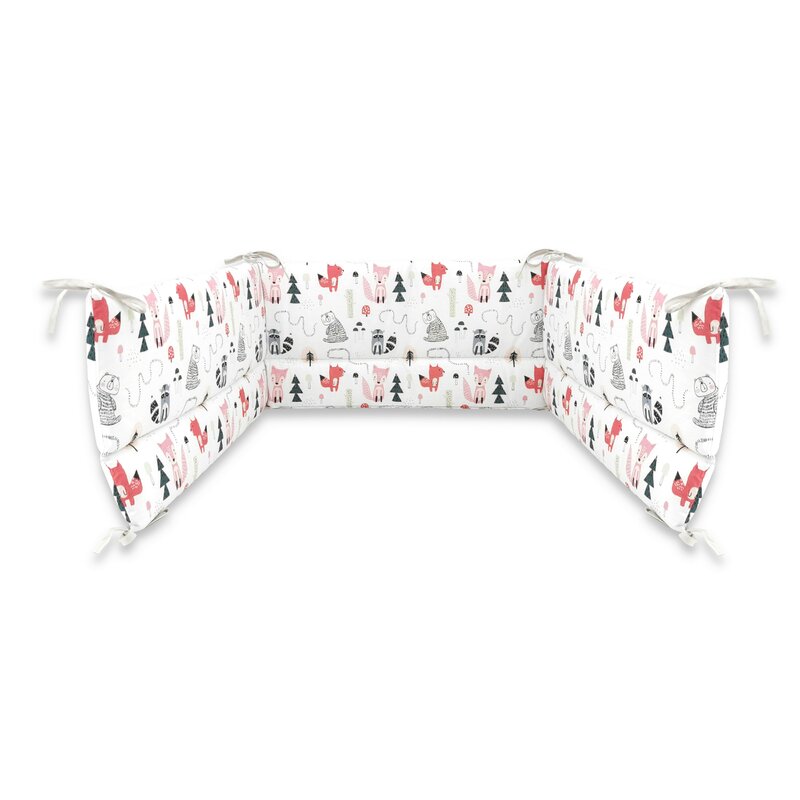 Aparatoare pentru patut, MimiNu, Din bumbac certificat Oeko Tex Standard 100, 180x30 cm, Cu panglici, Fox Aparatoare pentru patut, MimiNu, Din bumbac certificat Oeko Tex Standard 100, 180x30 cm, Cu panglici, Fox