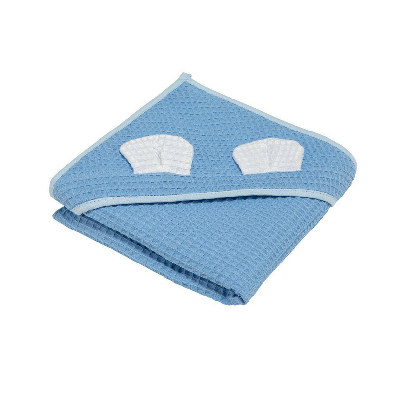 Prosop nou nascut Skiddou Skumi, 100% bumbac, cu gluga cu urechiuse, Albastru, 100x100cm Prosop nou nascut Skiddou Skumi, 100% bumbac, cu gluga cu urechiuse, Albastru, 100x100cm