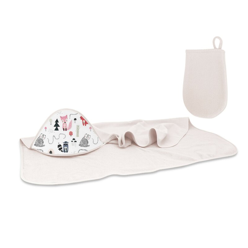 Set prosop mare cu gluga, MimiNu, Dimensiune 100x100 cm + Manusa de baie bebelusi, 12x21 cm, Materiale certificate Oeko Tex Standard 100, Fox Set prosop mare cu gluga, MimiNu, Dimensiune 100x100 cm + Manusa de baie bebelusi, 12x21 cm, Materiale certificate Oeko Tex Standard 100, Fox