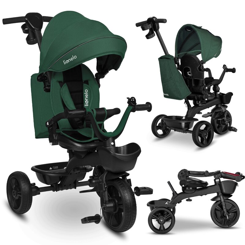 Tricicleta copii, Lionelo, Kori, Ultrapliabila, Multifunctionala, Cu suport de picioare, Control al directiei, Scaun reversibil, Rotire 360 grade, Conform cu standardul european de securitate EN71, Verde Tricicleta copii, Lionelo, Kori, Ultrapliabila, Multifunctionala, Cu suport de picioare, Control al directiei, Scaun reversibil, Rotire 360 grade, Conform cu standardul european de securitate EN71, Verde
