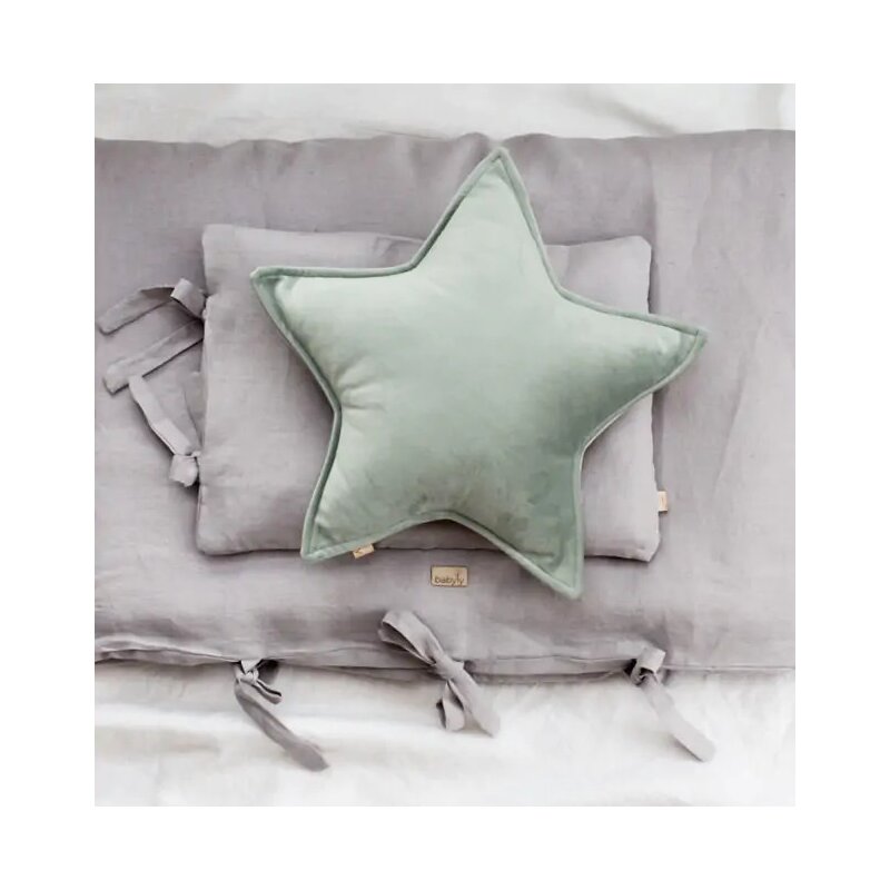 Babyly - Perna stea Velvet- culoare menta, catifea, marimea S, 39 cm Babyly - Perna stea Velvet- culoare menta, catifea, marimea S, 39 cm
