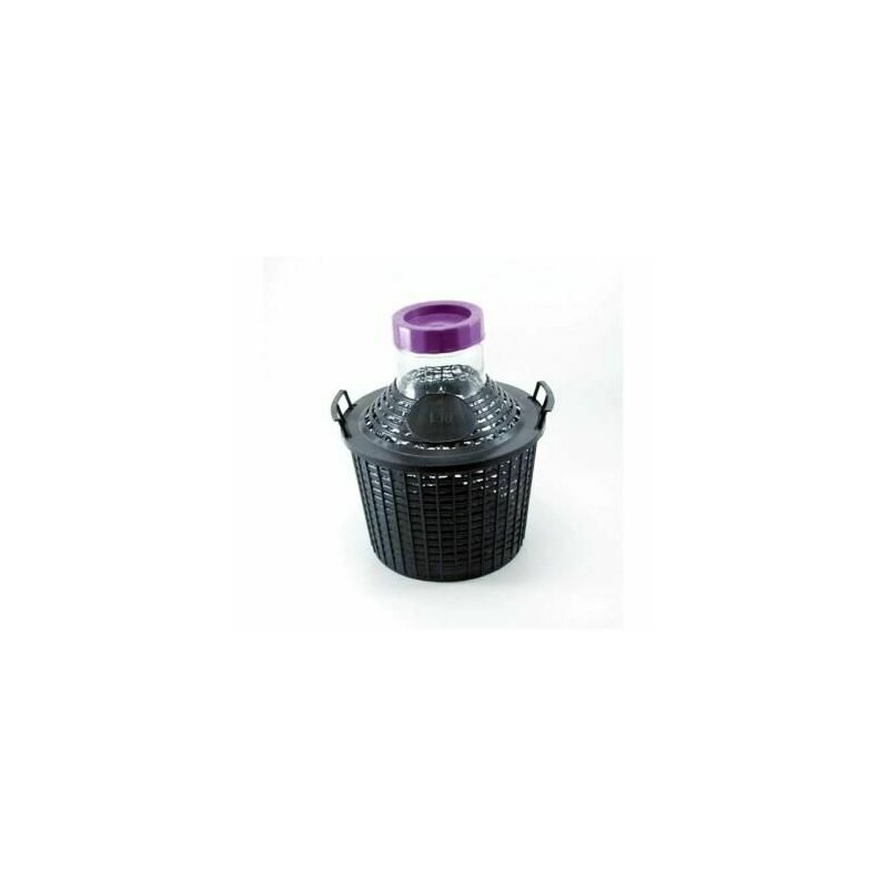Damigeana sticla 10L, cu gura larga si cos de plastic si capac de protectie Damigeana sticla 10L, cu gura larga si cos de plastic si capac de protectie