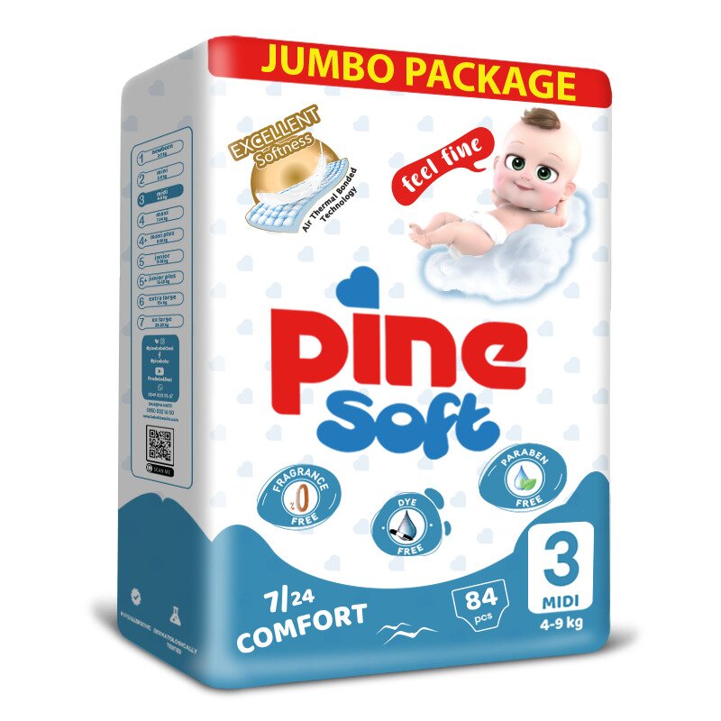Scutece pentru bebelusi Pine Soft - Pachet Jumbo - Pine Midi 4-9 kg x 84 buc Scutece pentru bebelusi Pine Soft - Pachet Jumbo - Pine Midi 4-9 kg x 84 buc