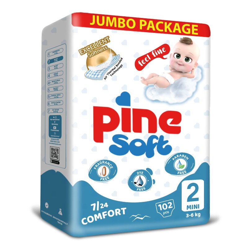 Scutece pentru bebelusi Pine Soft - Pachet Jumbo - Pine Mini 3-6 kg x 102 buc Scutece pentru bebelusi Pine Soft - Pachet Jumbo - Pine Mini 3-6 kg x 102 buc