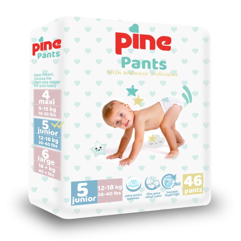 Scutece tip chilot pentru bebelusi Pine Pants - Pachet Advantage - Pine Junior 12-18 kg x 46 buc Scutece tip chilot pentru bebelusi Pine Pants - Pachet Advantage - Pine Junior 12-18 kg x 46 buc