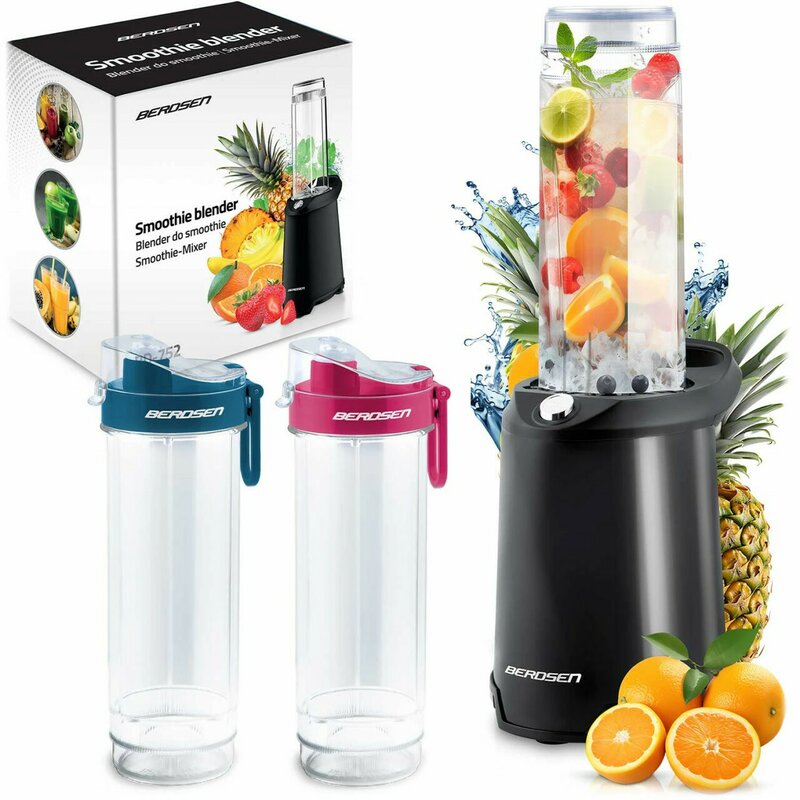 Blender pentru Smoothie de fructe, legume si gheata, Berdsen, BD-752, 700W, 2 sticle incluse Blender pentru Smoothie de fructe, legume si gheata, Berdsen, BD-752, 700W, 2 sticle incluse