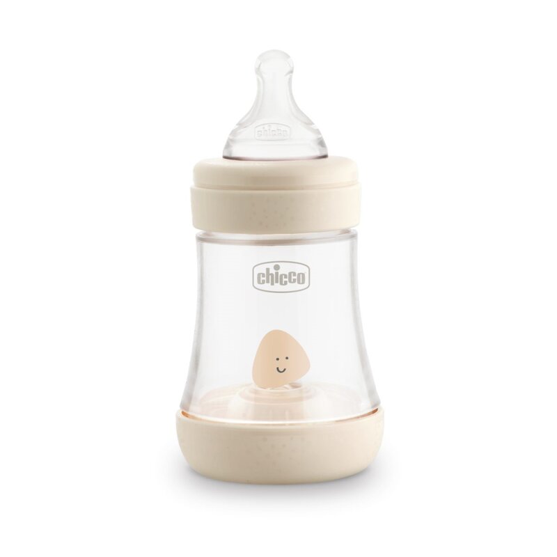 Chicco - Biberon anticolici, Perfect 5, Cu adaptare la aspiratia bebelusului, Cu forma ergonomica, Cu tetina moale, Fara BPA, 150 ml, 0 luni+, Bej Chicco - Biberon anticolici, Perfect 5, Cu adaptare la aspiratia bebelusului, Cu forma ergonomica, Cu tetina moale, Fara BPA, 150 ml, 0 luni+, Bej