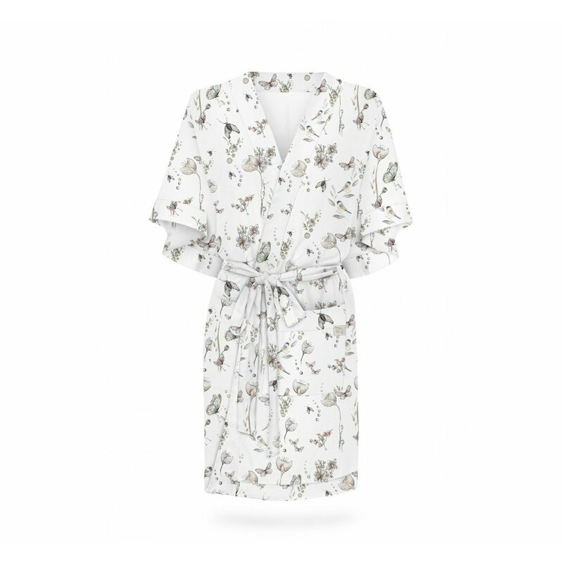 Halat Kimono pentru gravide si mamici, bumbac, marime universala, Natur Halat Kimono pentru gravide si mamici, bumbac, marime universala, Natur