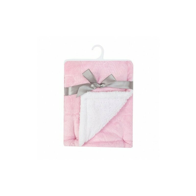 Paturica pufoasa cu 2 fete pentru bebelusi 91 x 76 cm - alb si roz Paturica pufoasa cu 2 fete pentru bebelusi 91 x 76 cm - alb si roz