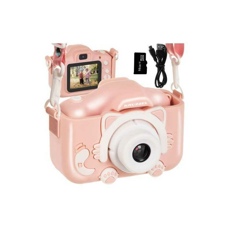 Aparat foto digital pentru copii Kitty, 2 inch, 3MP, card 16GB Kruzzel MY18070 Aparat foto digital pentru copii Kitty, 2 inch, 3MP, card 16GB Kruzzel MY18070