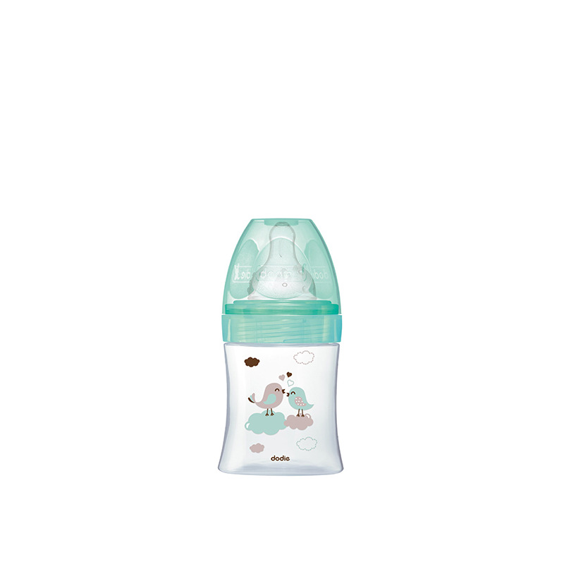 Biberon Dodie Initiation+, STICLĂ, 150 ml, 0-6 luni, debit 1, 3 viteze, Anti-colici, tetină rotundă, VERDE, PĂSĂRI Biberon Dodie Initiation+, STICLĂ, 150 ml, 0-6 luni, debit 1, 3 viteze, Anti-colici, tetină rotundă, VERDE, PĂSĂRI