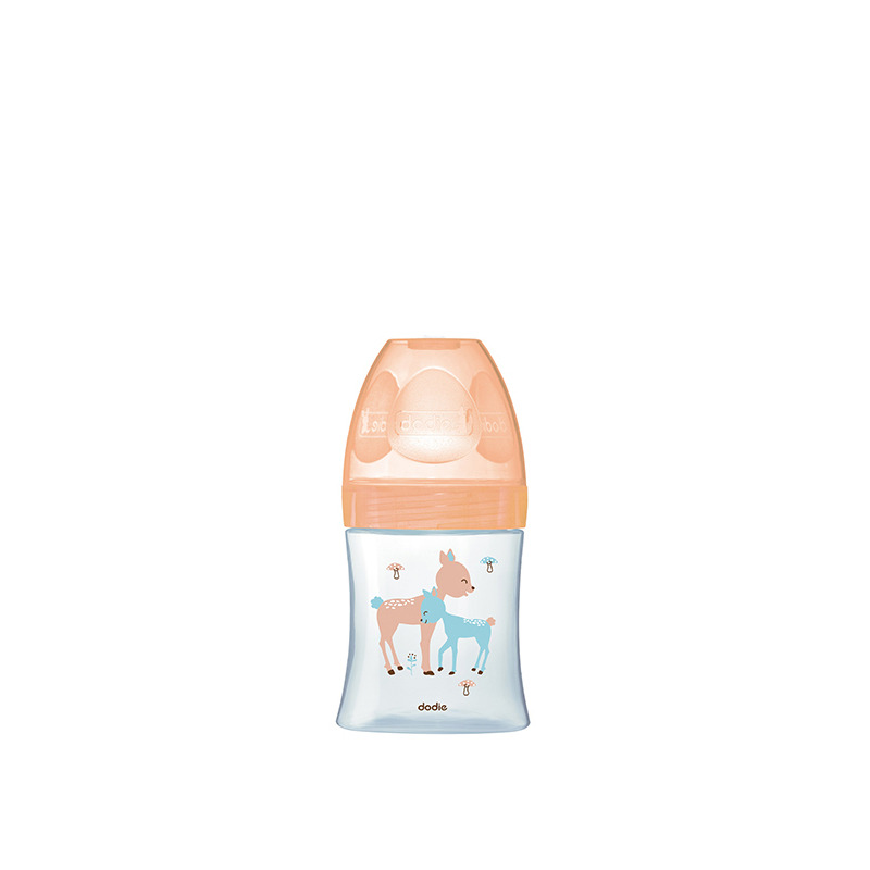 Biberon Dodie Sensation+, STICLĂ, 150 ml, 0-6 luni, debit 1, Anti-colici, tetină plată, BEJ, CĂPRIOARĂ Biberon Dodie Sensation+, STICLĂ, 150 ml, 0-6 luni, debit 1, Anti-colici, tetină plată, BEJ, CĂPRIOARĂ