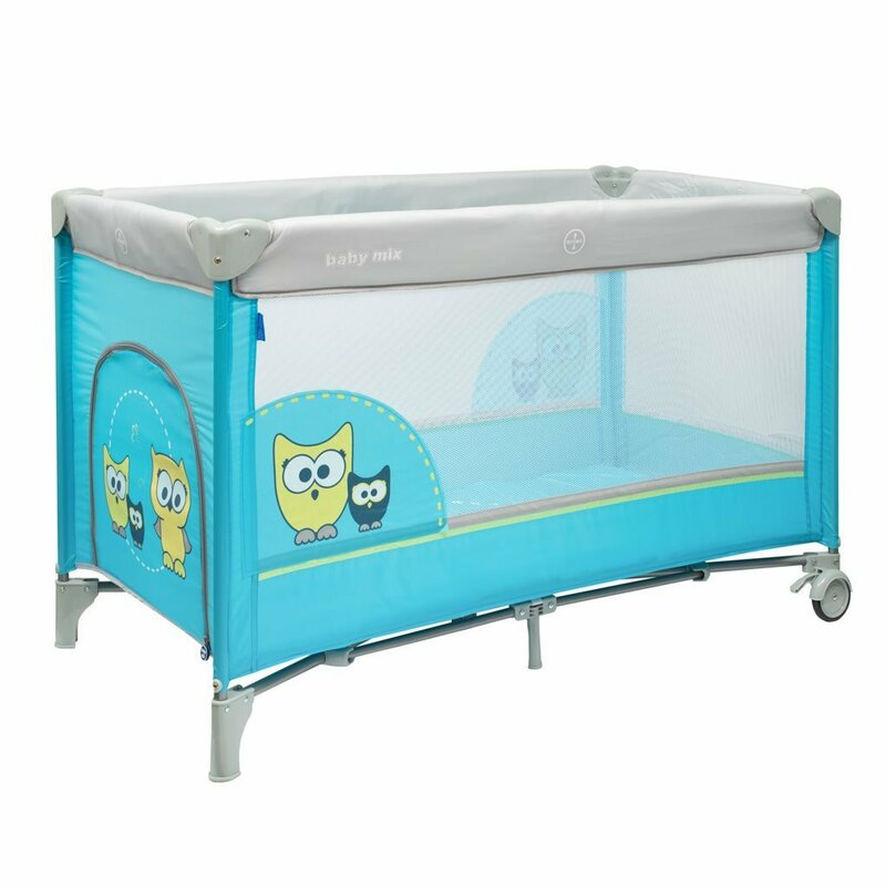 Patut pliant, Baby Mix, Pana la 15 kg, Poate fi utilizat si ca tarc de joaca, Intrare frontala cu fermoar, Cu roti cu frana integrata, Include geanta de transport, Conform cu EN 716-1 + AC: 2019-07, Turquoise/Owl Patut pliant, Baby Mix, Pana la 15 kg, Poate fi utilizat si ca tarc de joaca, Intrare frontala cu fermoar, Cu roti cu frana integrata, Include geanta de transport, Conform cu EN 716-1 + AC: 2019-07, Turquoise/Owl