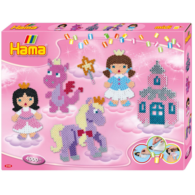 Povesti, margele de calcat Hama Midi, 4000 margele si 2 plansete in cutie de cadou Povesti, margele de calcat Hama Midi, 4000 margele si 2 plansete in cutie de cadou