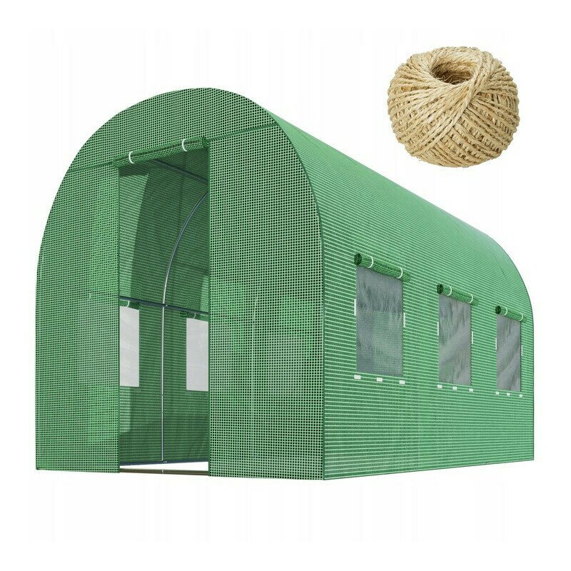 Solar de gradina, tip tunel 6mp, 300 cm x 200 cm x 200 cm, folie PE 140g/m² cu filtru UV4, 6 ferestre, snur 100 m, Plonos, Verde Solar de gradina, tip tunel 6mp, 300 cm x 200 cm x 200 cm, folie PE 140g/m² cu filtru UV4, 6 ferestre, snur 100 m, Plonos, Verde