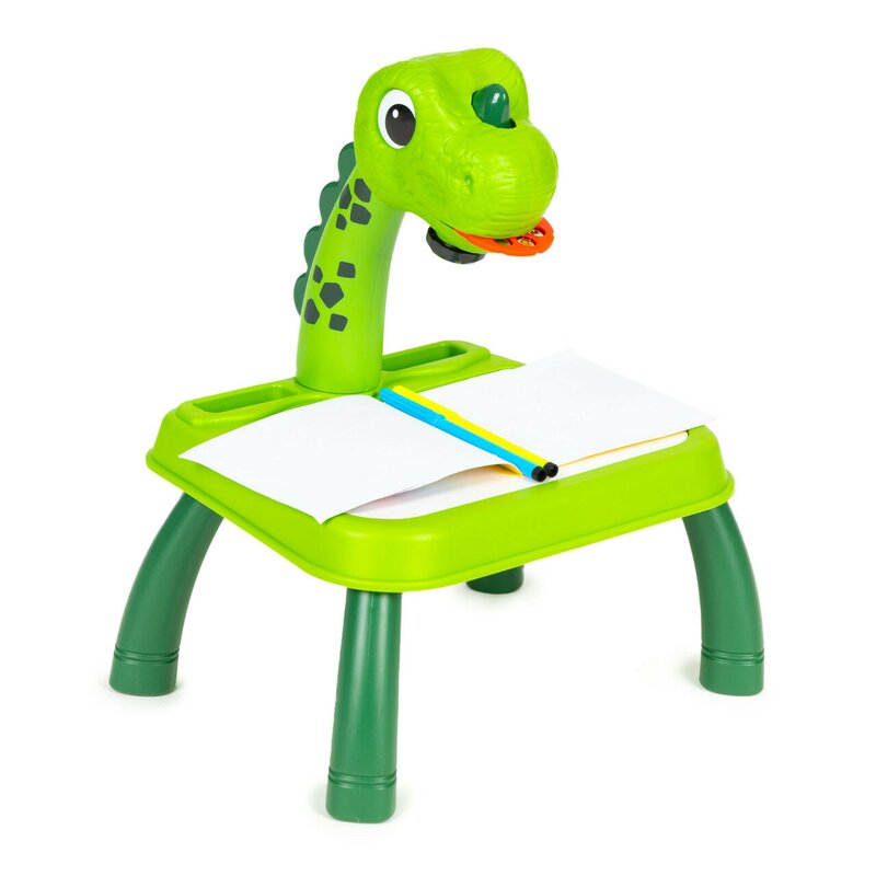 Proiector Pentru Desen Copii, 24 de imagini, 3 discuri tematuce, 12 markere, Multistore, Dinozaur, Verde Proiector Pentru Desen Copii, 24 de imagini, 3 discuri tematuce, 12 markere, Multistore, Dinozaur, Verde