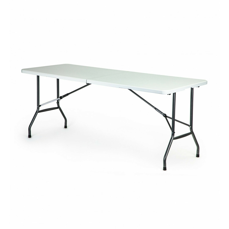 Masa Pliabila tip Valiza pentru Curte, Gradina sau Camping, Dimensiuni 180x70cm, Culoare Alba Masa Pliabila tip Valiza pentru Curte, Gradina sau Camping, Dimensiuni 180x70cm, Culoare Alba