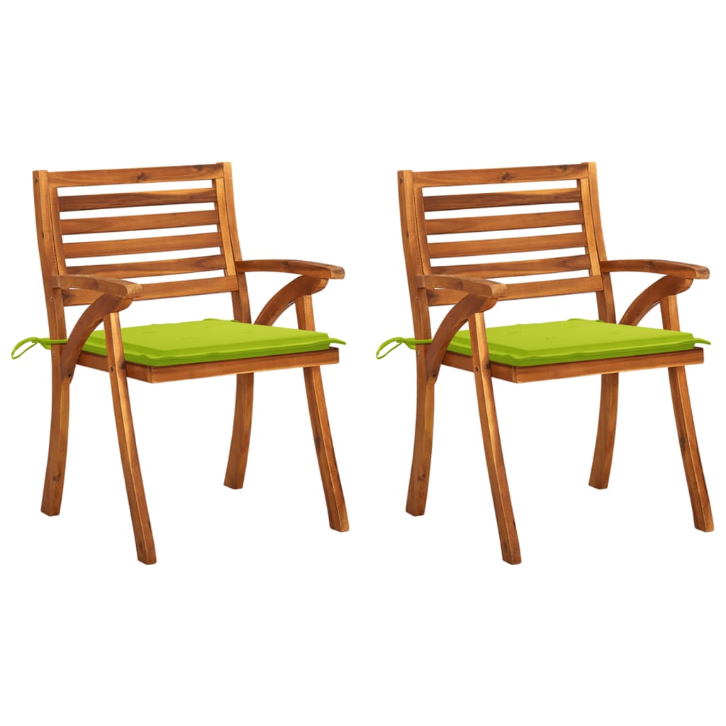 Scaune mobilier de gradina cu perne, 2 buc., lemn masiv acacia, verde Scaune mobilier de gradina cu perne, 2 buc., lemn masiv acacia, verde