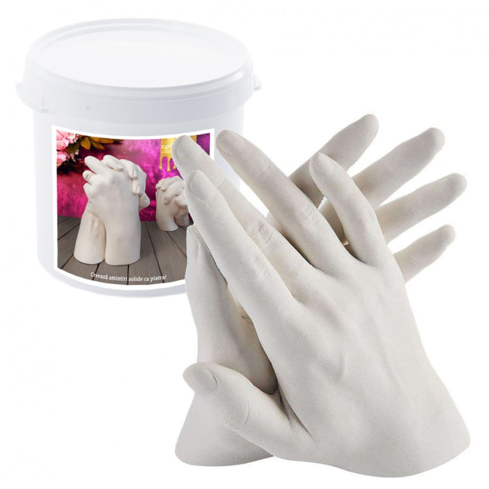 Kit mulaj maini pentru Cuplu, model amprenta maini 2 persoane, alb Kit mulaj maini pentru Cuplu, model amprenta maini 2 persoane, alb