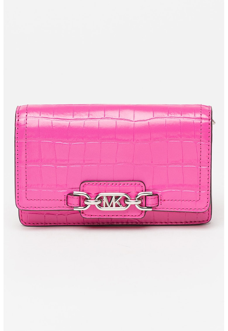 Geanta crossbody din piele cu model cu aspect de piele de crocodil Heather Geanta crossbody din piele cu model cu aspect de piele de crocodil Heather