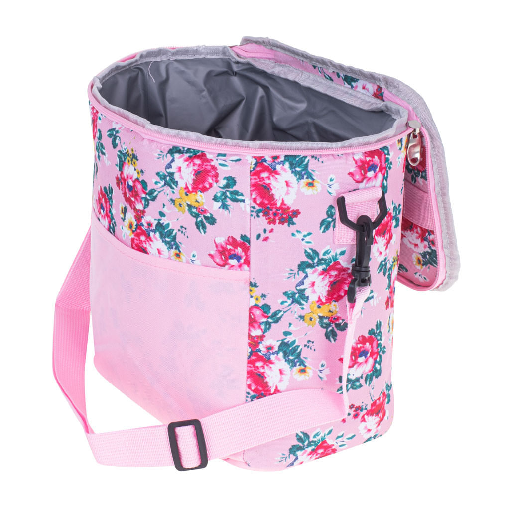 Geanta termoizolanta pentru picnic sau plaja, capacitate 11l, roz cu flori Geanta termoizolanta pentru picnic sau plaja, capacitate 11l, roz cu flori