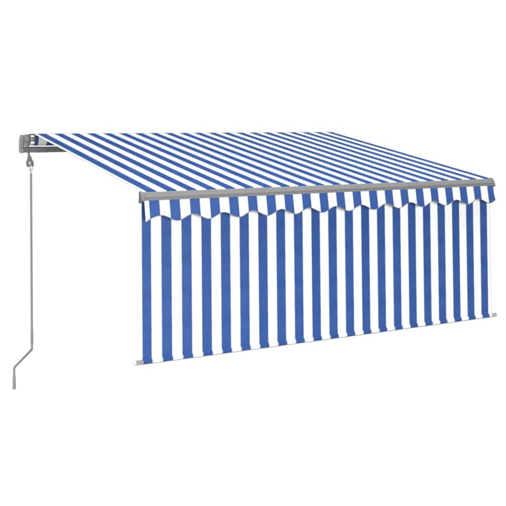 Copertina retractabila automat cu stor, albastru/alb, 3,5 x 2,5 m Copertina retractabila automat cu stor, albastru/alb, 3,5 x 2,5 m