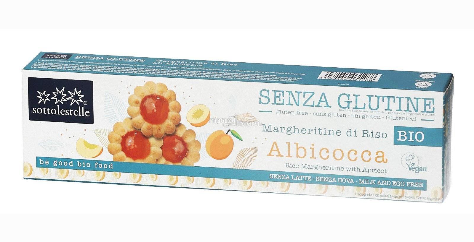 Biscuiti (vegani, fara gluten) cu caise, eco-bio, 100g, Sottolestelle