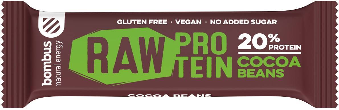 Baton proteic cu boabe de cacao, 20% proteine, eco-bio, 50g - Bombus