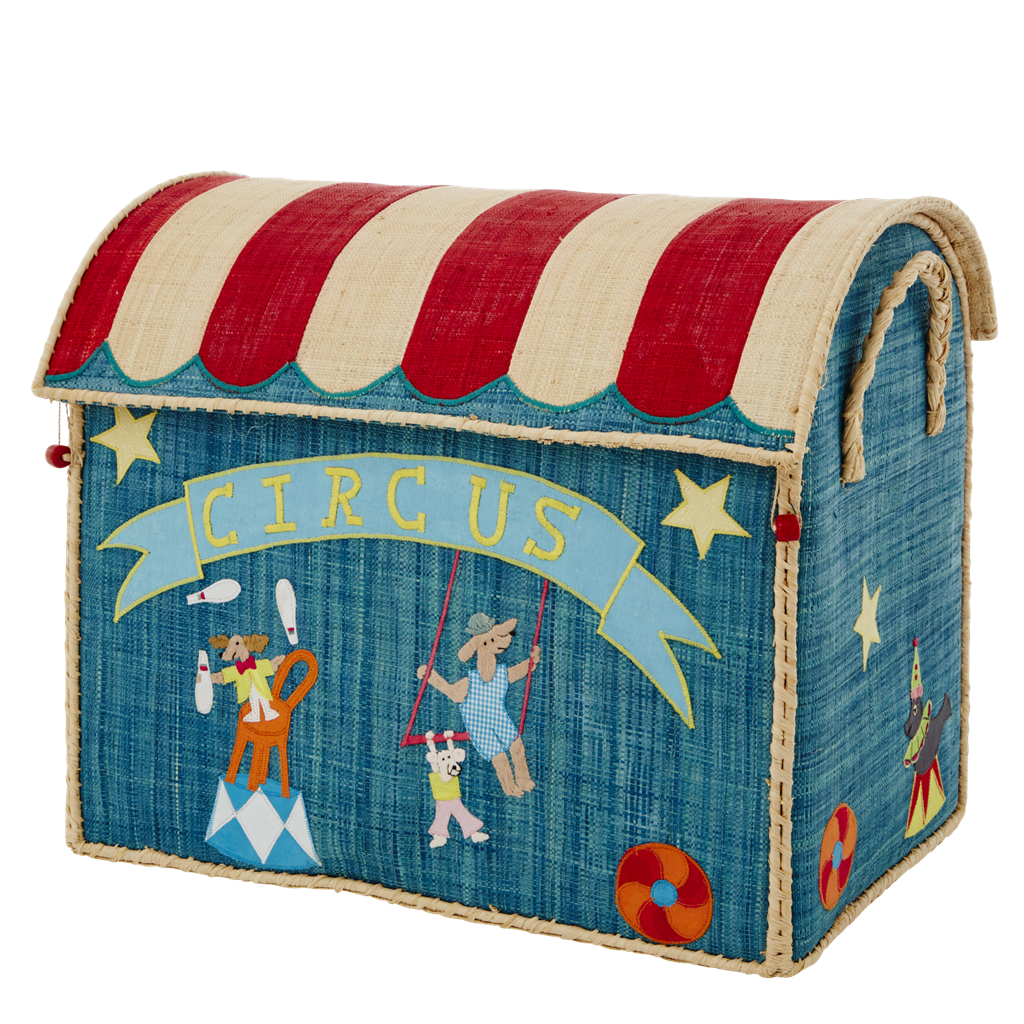 Cos mare pentru jucarii - Raffia toy baskets with circus theme | Rice A/S Cos mare pentru jucarii - Raffia toy baskets with circus theme | Rice A/S
