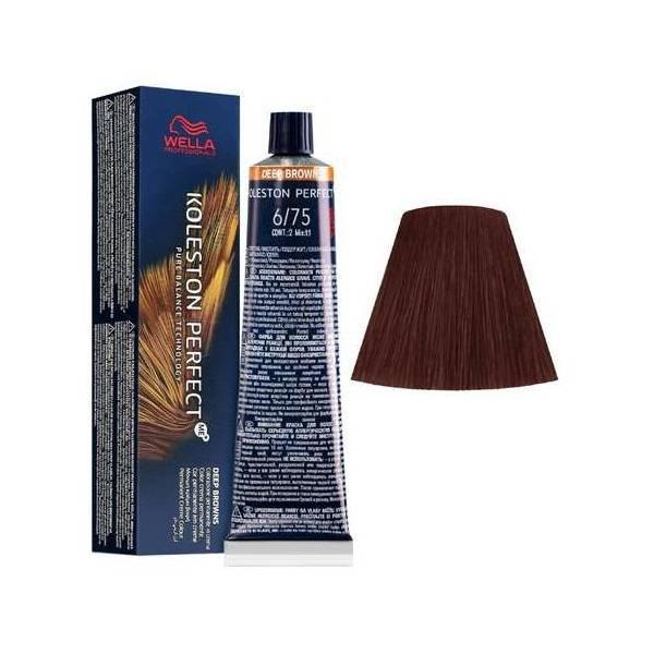 Vopsea Crema Permanenta - Wella Professionals Koleston Perfect ME+ Deep Browns, nuanta 6/75 Blond Inchis Maro Mahon Vopsea Crema Permanenta - Wella Professionals Koleston Perfect ME+ Deep Browns, nuanta 6/75 Blond Inchis Maro Mahon