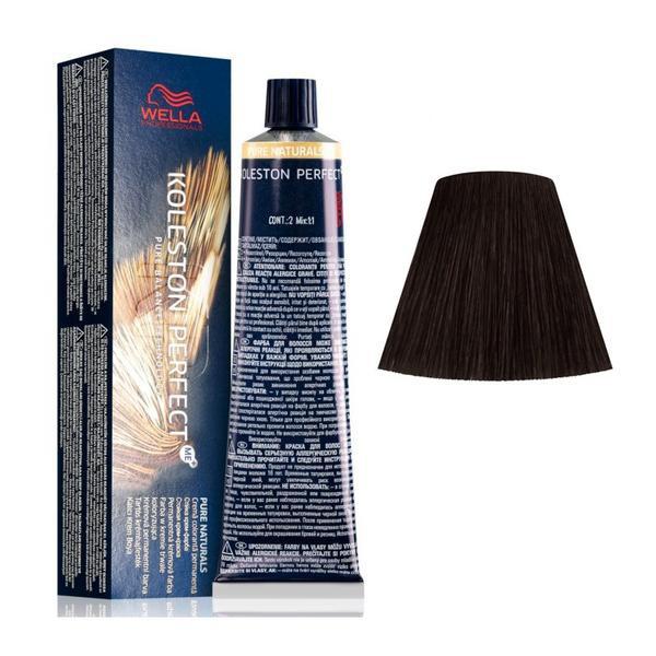 Vopsea Crema Permanenta - Wella Professionals Koleston Perfect ME+ Pure Naturals, nuanta 4/07 Castaniu Mediu Castaniu Natural Vopsea Crema Permanenta - Wella Professionals Koleston Perfect ME+ Pure Naturals, nuanta 4/07 Castaniu Mediu Castaniu Natural