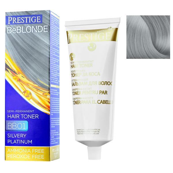 Vopsea de Par Semi-Permanenta Rosa Impex Prestige VIP's BeBlonde Hair Toner, nuanta BB01 Silvery Platinum, 100ml Vopsea de Par Semi-Permanenta Rosa Impex Prestige VIP's BeBlonde Hair Toner, nuanta BB01 Silvery Platinum, 100ml