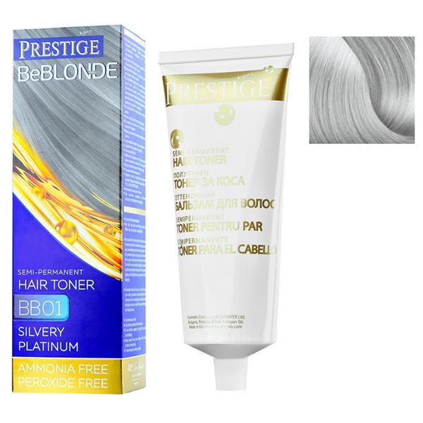 Vopsea de Par Semi-Permanenta Rosa Impex Prestige VIP's BeBlonde Hair Toner, nuanta BB02 Silver Effect, 100ml Vopsea de Par Semi-Permanenta Rosa Impex Prestige VIP's BeBlonde Hair Toner, nuanta BB02 Silver Effect, 100ml