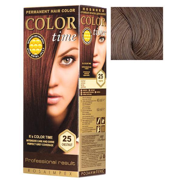 Vopsea Permanenta pentru Par Rosa Impex Color Time, nuanta 25 Chestnut Vopsea Permanenta pentru Par Rosa Impex Color Time, nuanta 25 Chestnut