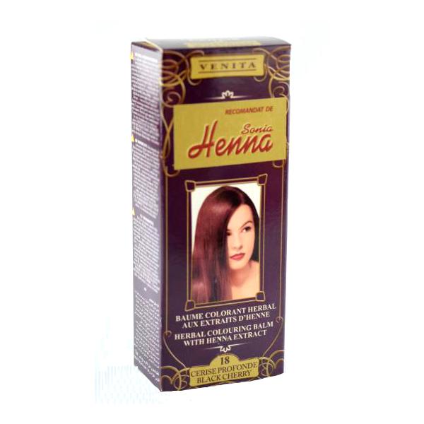 Balsam Colorant cu Extract de Henna Henna Sonia, Nr.18 Cireasa Neagra, 75 ml Balsam Colorant cu Extract de Henna Henna Sonia, Nr.18 Cireasa Neagra, 75 ml