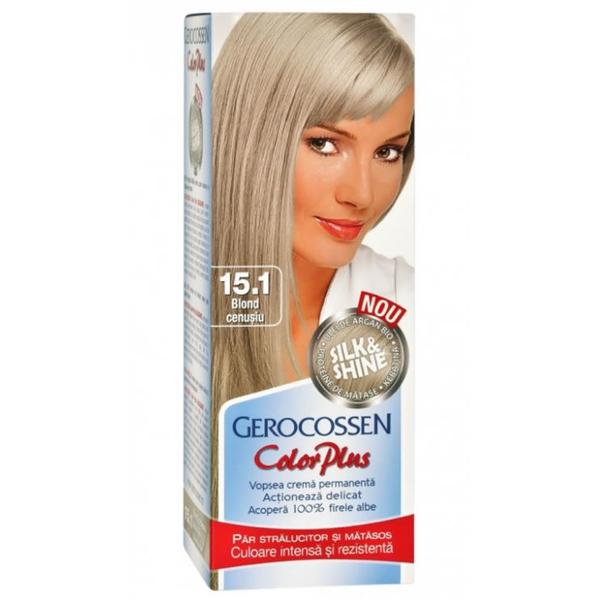 Vopsea de Par Silk&Shine Gerocossen Color Plus, nuanta 15.1 Blond Cenusiu, 50 g Vopsea de Par Silk&Shine Gerocossen Color Plus, nuanta 15.1 Blond Cenusiu, 50 g