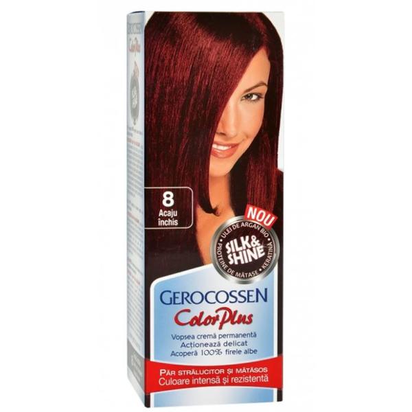 Vopsea de Par Silk&Shine Gerocossen Color Plus, nuanta 8 Acaju Inchis, 50 g Vopsea de Par Silk&Shine Gerocossen Color Plus, nuanta 8 Acaju Inchis, 50 g
