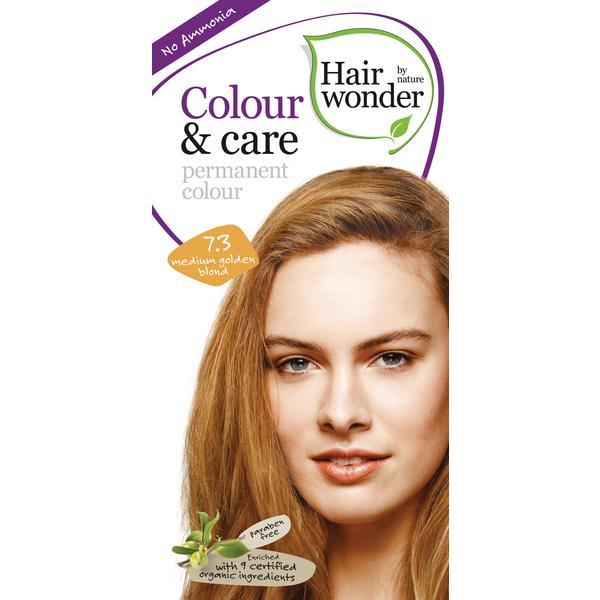 Vopsea par naturala, Colour & Care, 7.3 Medium Golden Blond, Hairwonder Vopsea par naturala, Colour & Care, 7.3 Medium Golden Blond, Hairwonder
