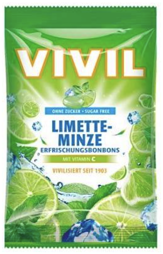 Bomboane cu lime, menta si vitamina C, 80g - Vivil