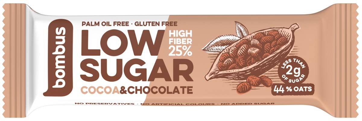 Baton proteic Low Sugar cu cacao si ciocolata, 40 g Bombus