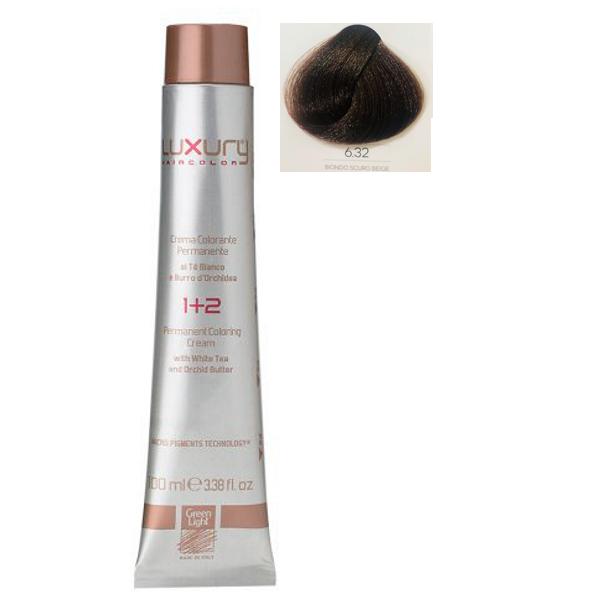 Vopsea Crema Permanenta Luxury Green Light, nuanta Biondo Scuro Beige 6.32, 100 ml Vopsea Crema Permanenta Luxury Green Light, nuanta Biondo Scuro Beige 6.32, 100 ml