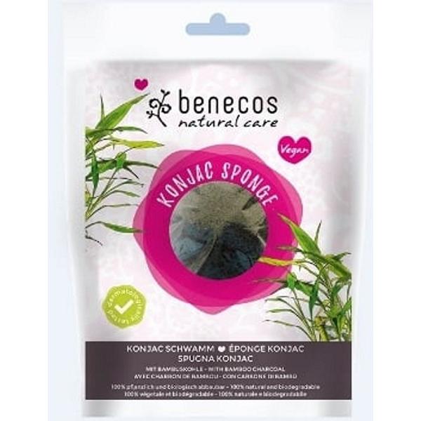 Burete Konjac cu Carbune de Bambus pentru Ten Gras si Acnee Benecos Burete Konjac cu Carbune de Bambus pentru Ten Gras si Acnee Benecos