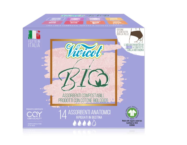 Absorbante de zi din bumbac, eco-bio, hipoalergenic, compostabil, fara aripioare, 4 picaturi, 14 buc, VIVICOT BIO