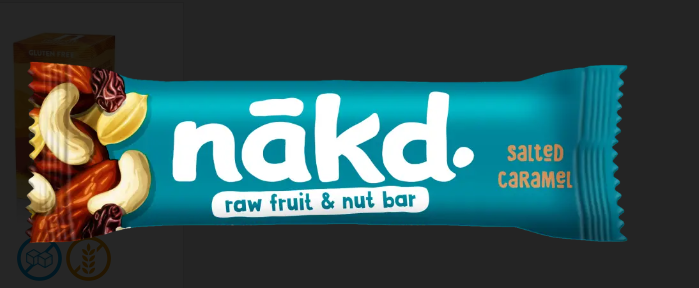 Baton raw vegan cu caramel sarat,eco-bio, 35 g, Nakd